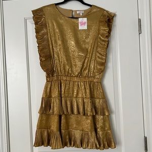 Gold Tiered Sleeveless Party Dress - NWT